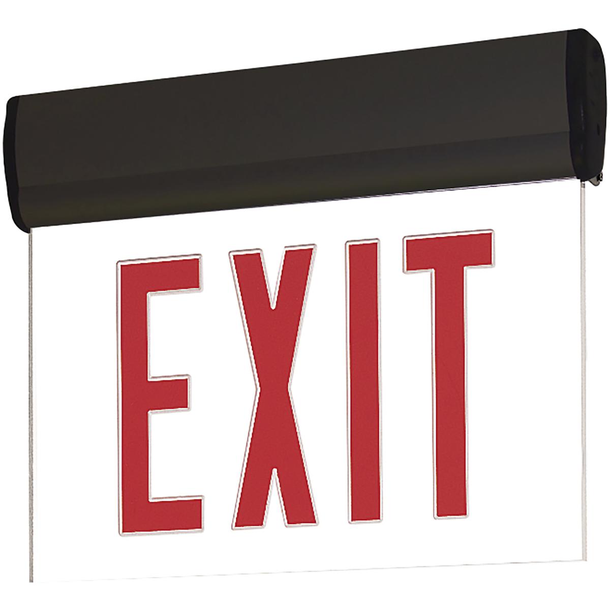 Nora Lighting NX-811-LEDRCB Architectural 1 Light Black Exit / Emergency Ceiling Light in Single-Faced, Red / Clear / Black