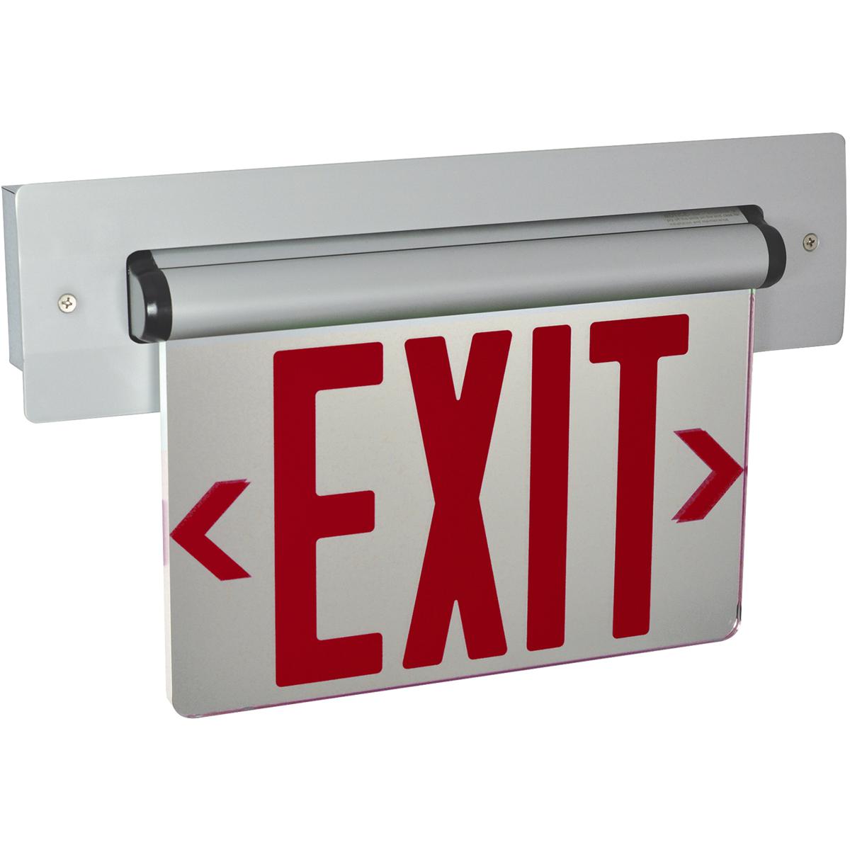 Nora Lighting NX-813-LEDR2MW Architectural 1 Light Red Letters and White Housing Exit / Emergency Ceiling Light in Double-Faced, Red / Mirror / White
