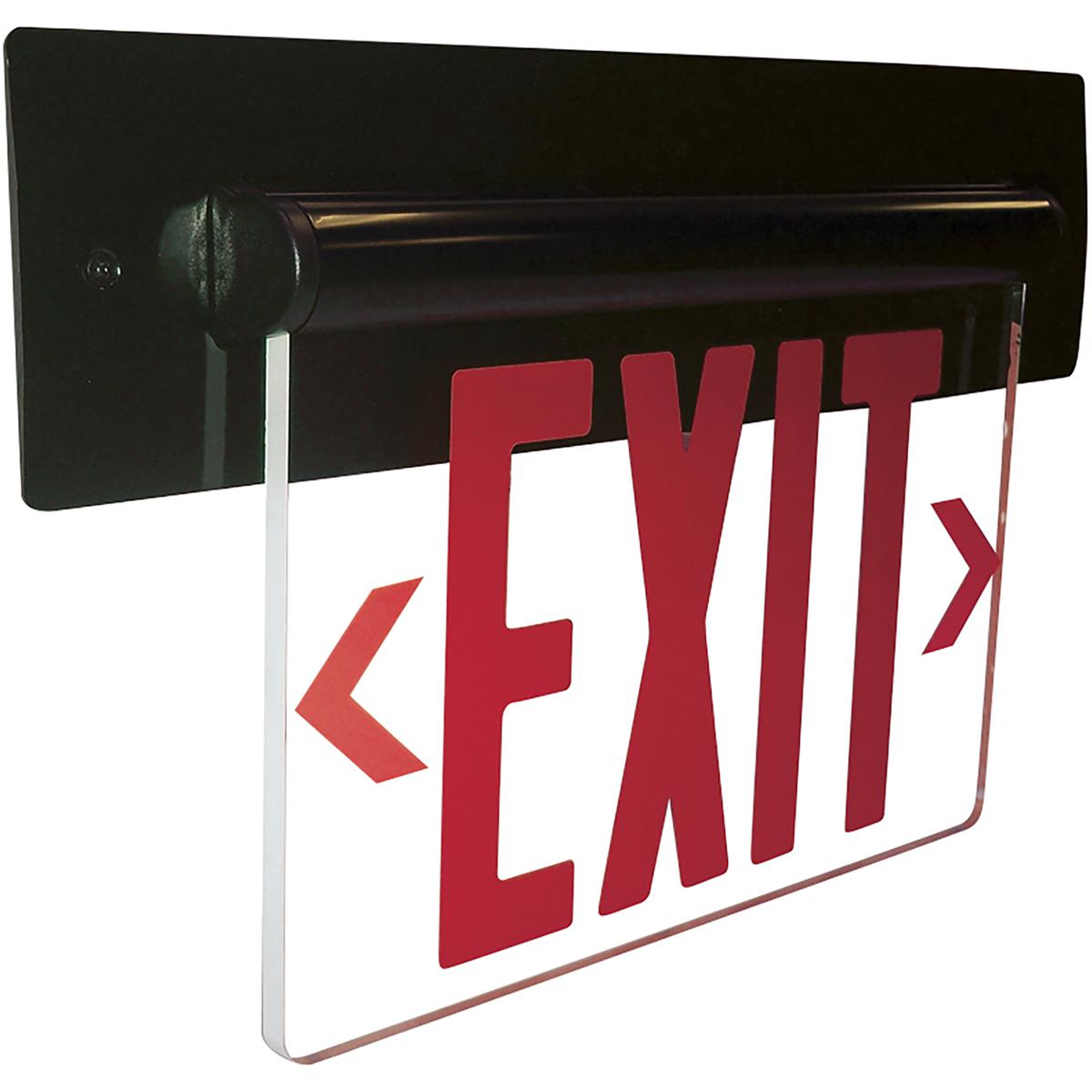 Nora Lighting NX-815-LEDRCB Architectural 1 Light Red Letters and Black Housing Exit / Emergency Ceiling Light in Single-Faced, Red / Clear / Black