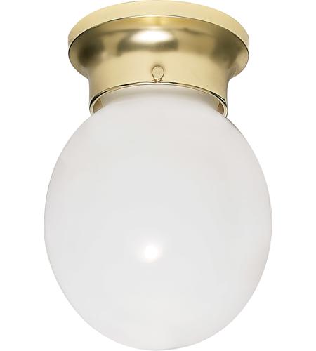 Nuvo 60 6028 Signature 1 Light 6 Inch Polished Brass Flush Mount Ceiling Light