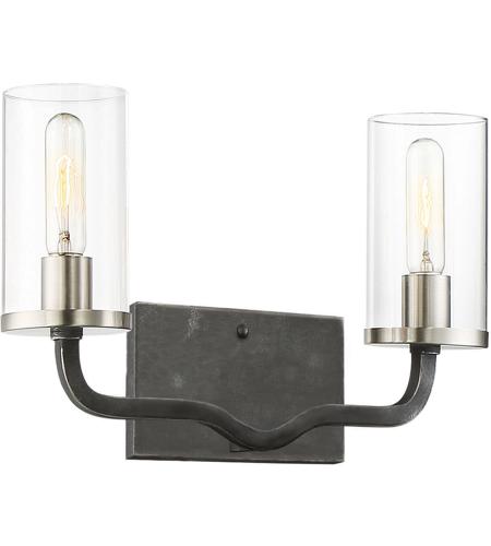 Nuvo 60 6122 Sherwood 2 Light 16 Inch Iron Black And Brushed Nickel Accents Vanity Light Wall Light