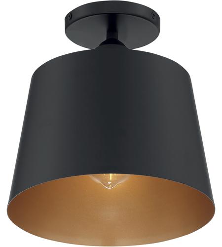 Nuvo 60 7332 Motif 1 Light 10 Inch Black And Gold Accents Semi Flush Mount Fixture Ceiling - Black And Gold Flush Mount Ceiling Light