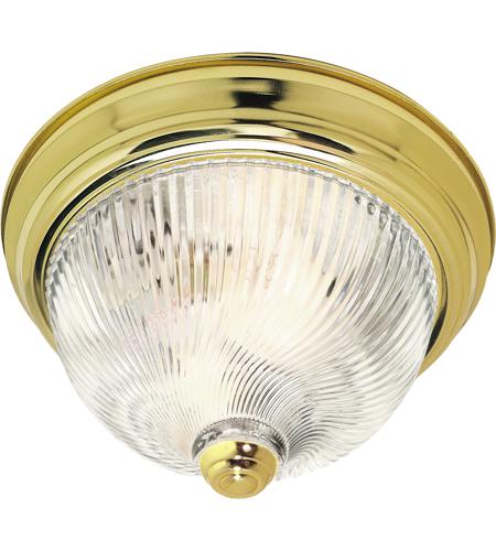 Ribbed Swirl Glass 2 Light 13 Inch Polished Brass Flush Mount Ceiling Light