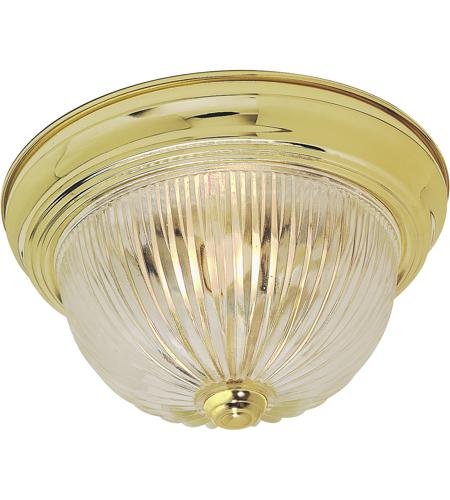 Nuvo Sf76 093 Ribbed Swirl Glass 3 Light 15 Inch Polished Brass Flush Mount Ceiling Light