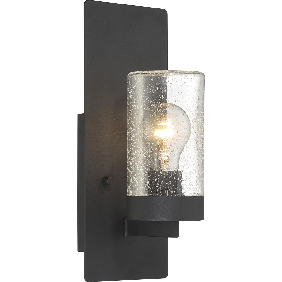Indie 1-Light Small Wall Sconce - Textured Black Finish with Clear Seeded Glass