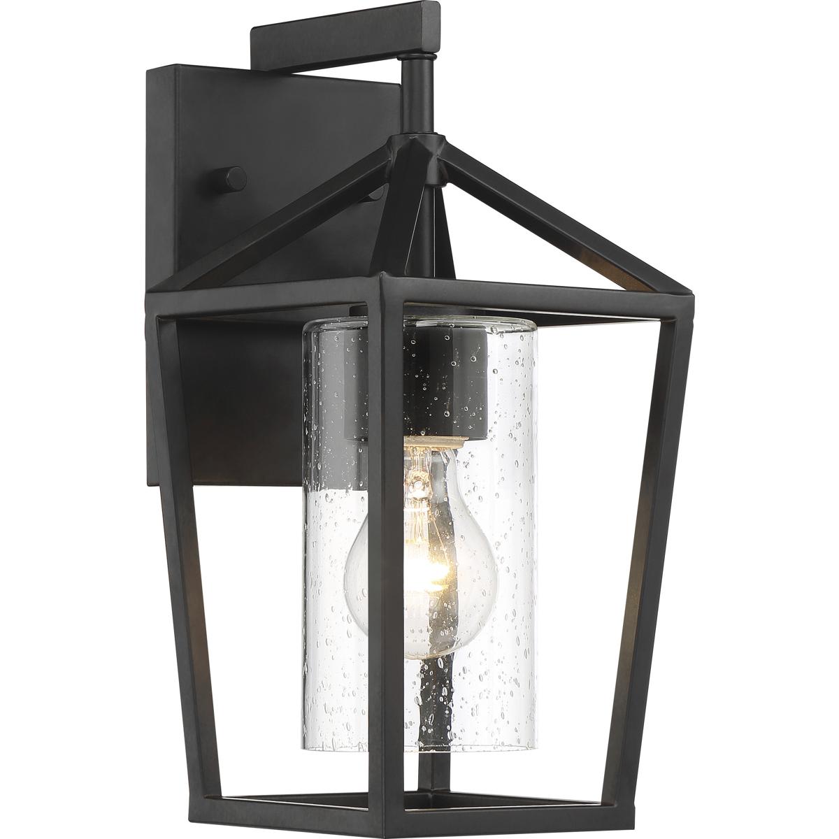 Hopewell - 1-Light - Small Lantern - Matte Black Finish with Clear Seeded Glass