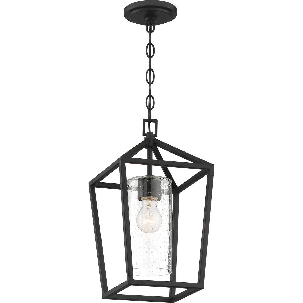 Hopewell - 1-Light - Hanging Lantern - Matte Black Finish with Clear Seeded Glass