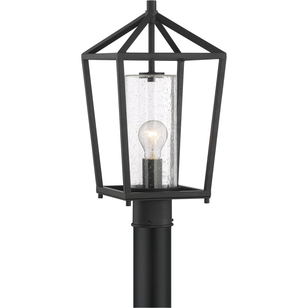 Hopewell - 1-Light - Post Lantern - Matte Black Finish with Clear Seeded Glass