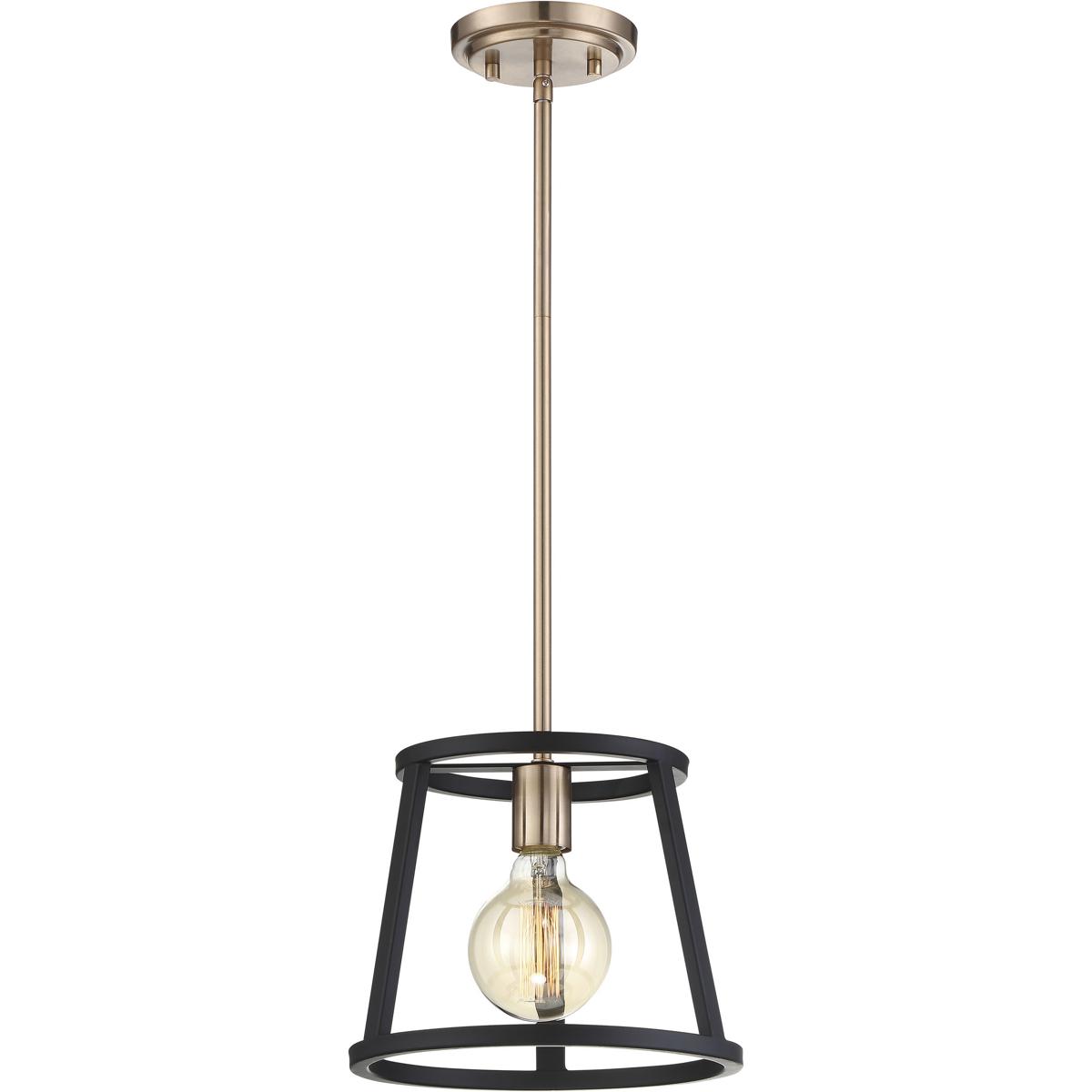 Nuvo 60/6641 Chassis 1 Light 10 inch Copper Brushed Brass and Matte Black Mini Pendant Ceiling Light