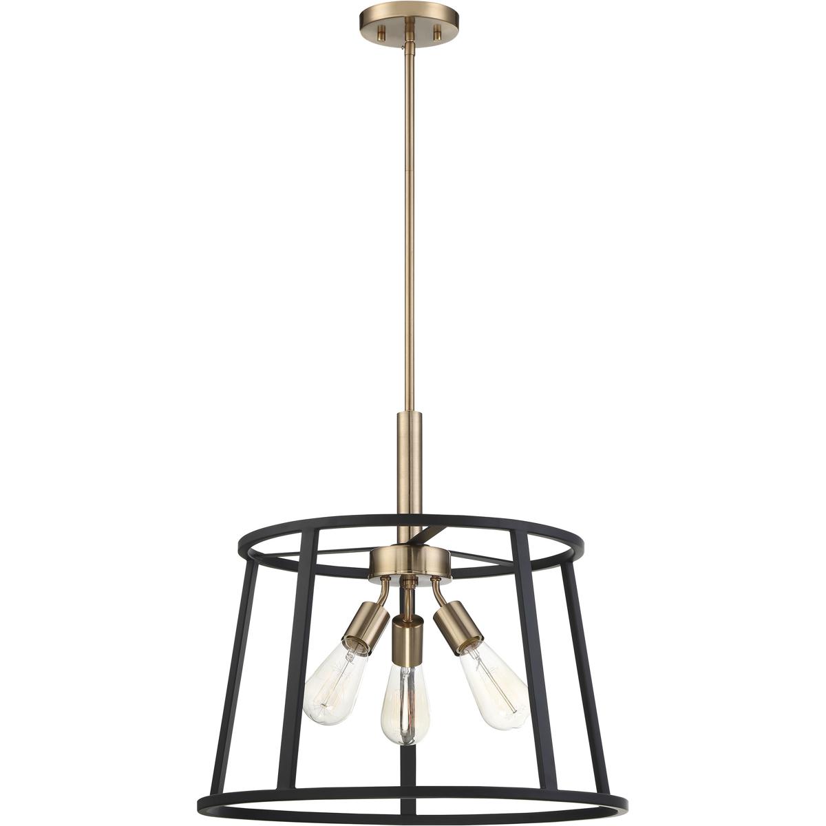 Nuvo 60/6642 Chassis 3 Light 20 inch Copper Brushed Brass and Matte Black Pendant Ceiling Light