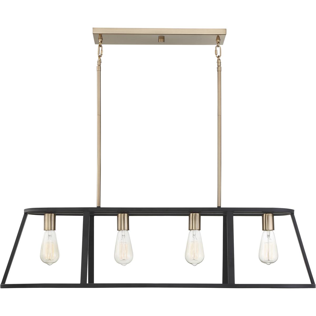 Nuvo 60/6644 Chassis 4 Light 40 inch Copper Brushed Brass and Matte Black Island Pendant Ceiling Light