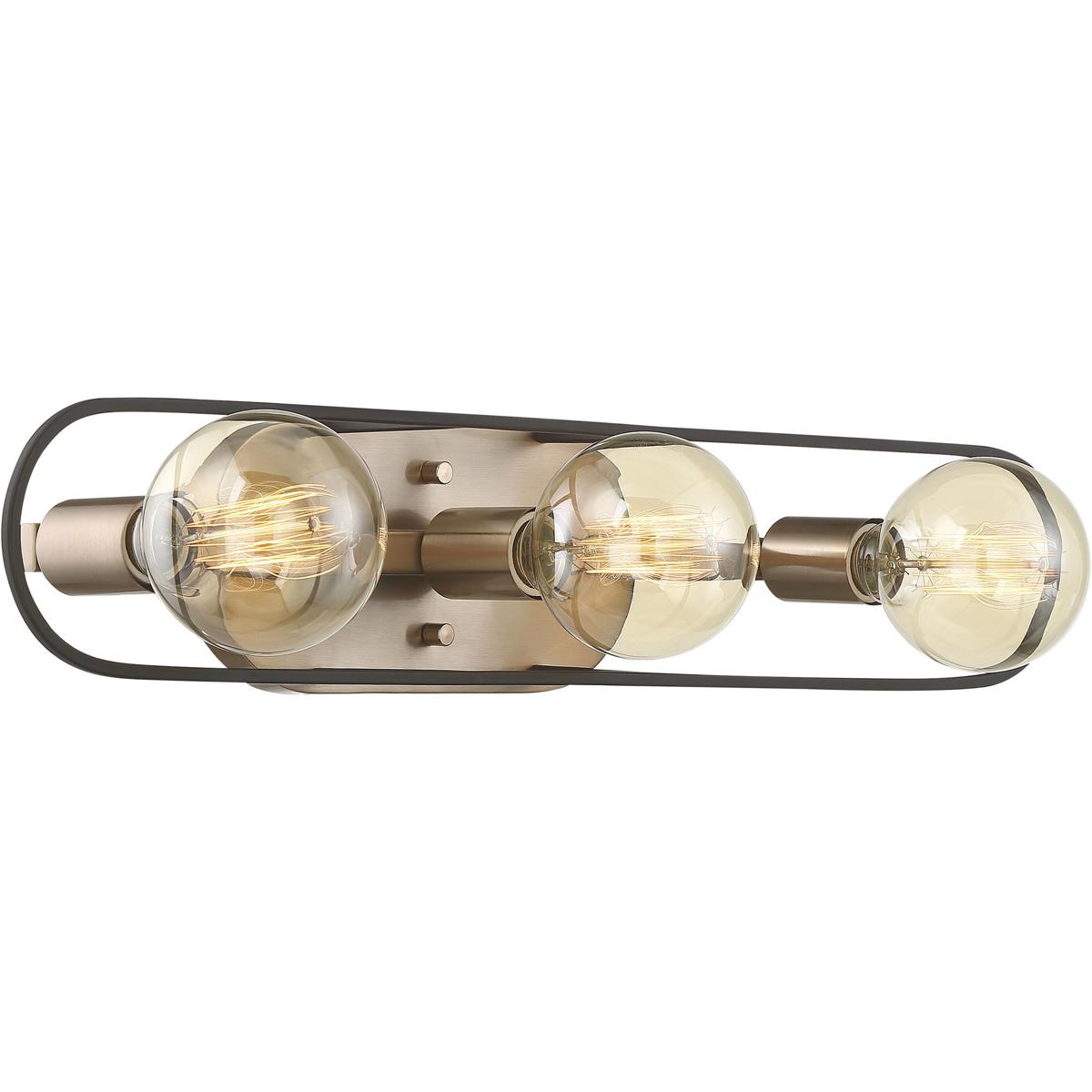 Nuvo 60/6653 Chassis 3 Light 24 inch Copper Brushed Brass and Matte Black Vanity Light Wall Light