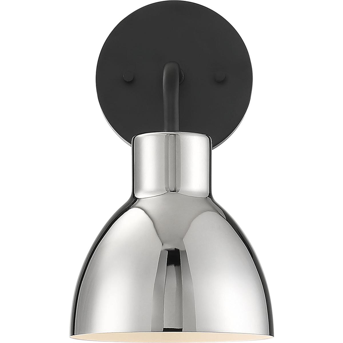 Nuvo 60/6771 Sloan 1 Light 6 inch Matte Black and Polished Nickel Vanity Light Wall Light