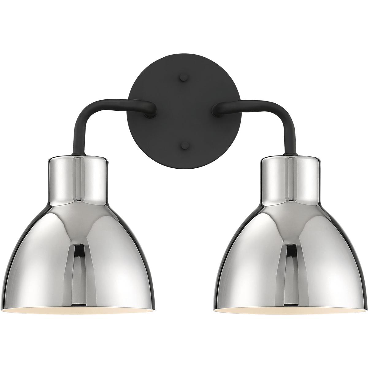 Nuvo 60/6772 Sloan 2 Light 14 inch Matte Black and Polished Nickel Vanity Light Wall Light