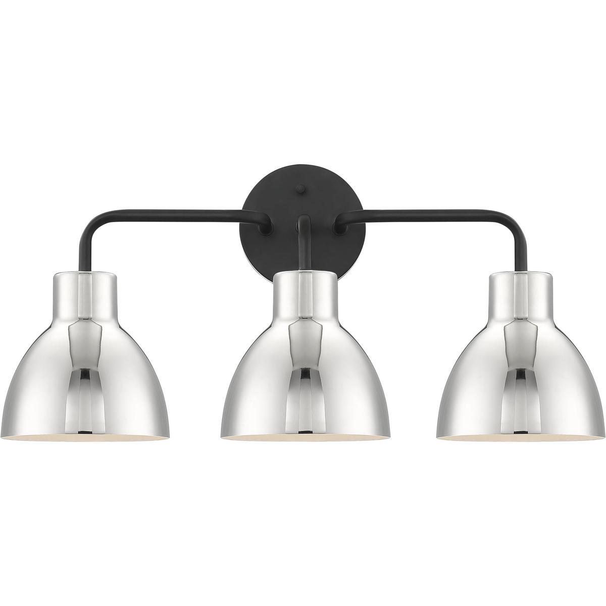 Nuvo 60/6773 Sloan 3 Light 22 inch Matte Black and Polished Nickel Vanity Light Wall Light