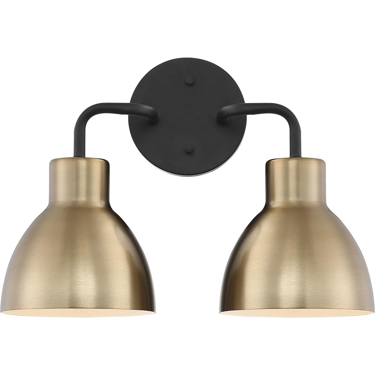 Nuvo 60/6792 Sloan 2 Light 14 inch Matte Black and Burnished Brass Vanity Light Wall Light