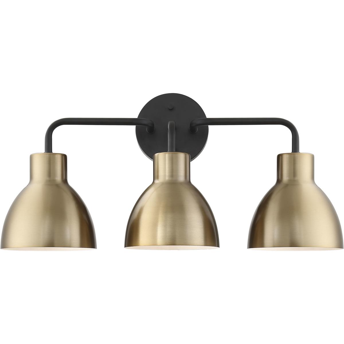 Nuvo 60/6793 Sloan 3 Light 22 inch Matte Black and Burnished Brass Vanity Light Wall Light