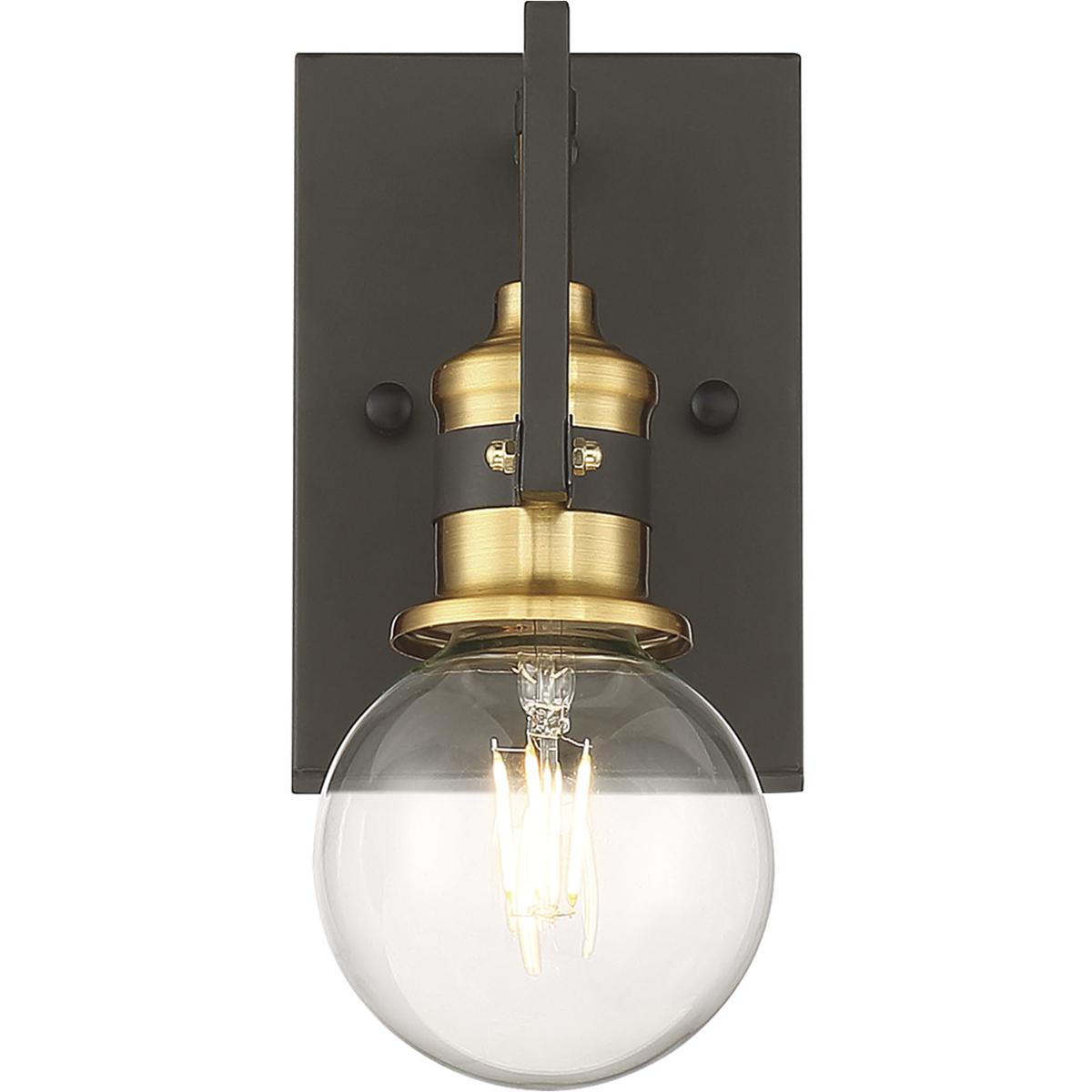 Nuvo 60/6971 Intention 1 Light 5 inch Warm Brass and Black Vanity Light Wall Light