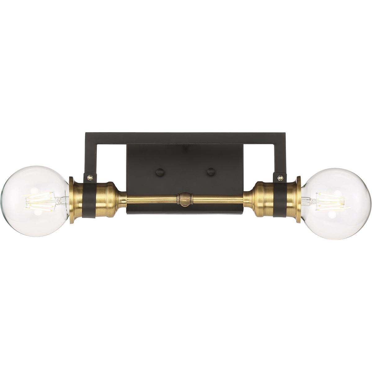Nuvo 60/6972 Intention 2 Light 12 inch Warm Brass and Black Vanity Light Wall Light