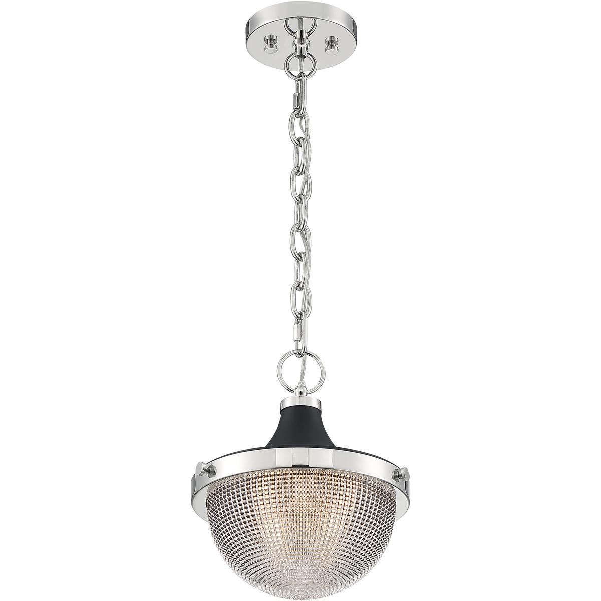 Nuvo 60/7069 Faro 1 Light 10 inch Polished Nickel and Black Accents Pendant Ceiling Light