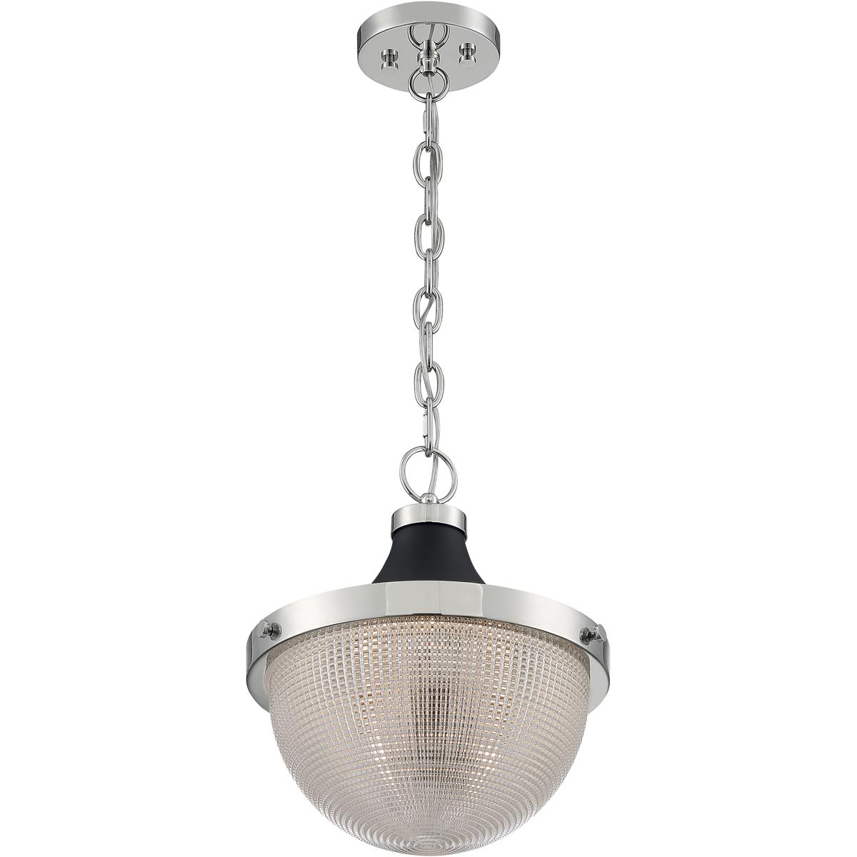 Nuvo 60/7070 Faro 1 Light 12.63 inch Polished Nickel and Black Accents Pendant Ceiling Light