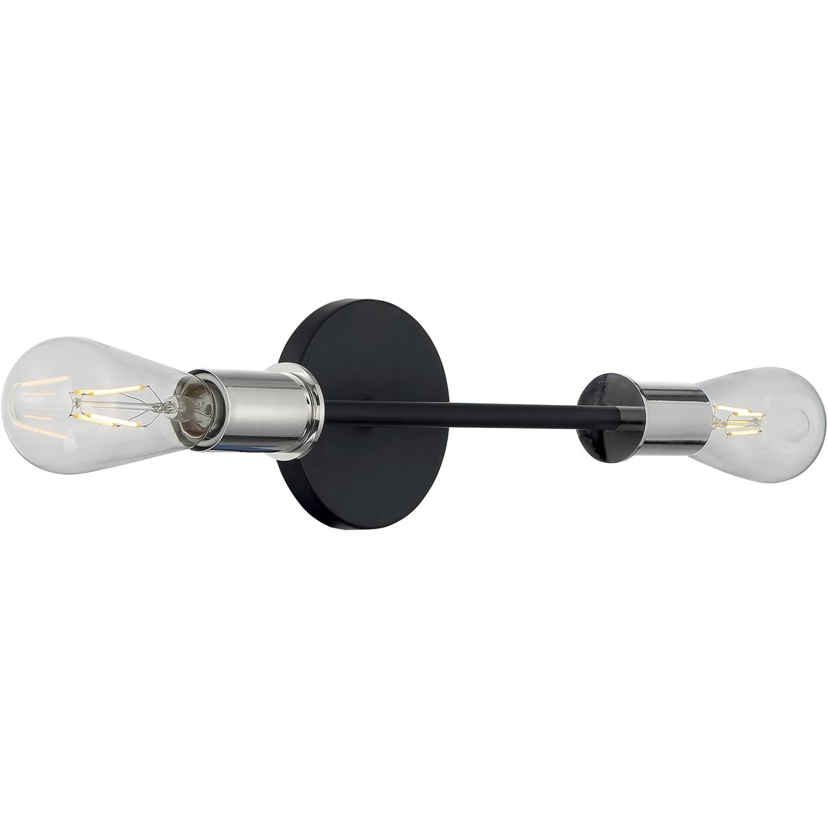 Nuvo 60/7352 Ryder 2 Light 5 inch Black and Polished Nickel Vanity Light Wall Light