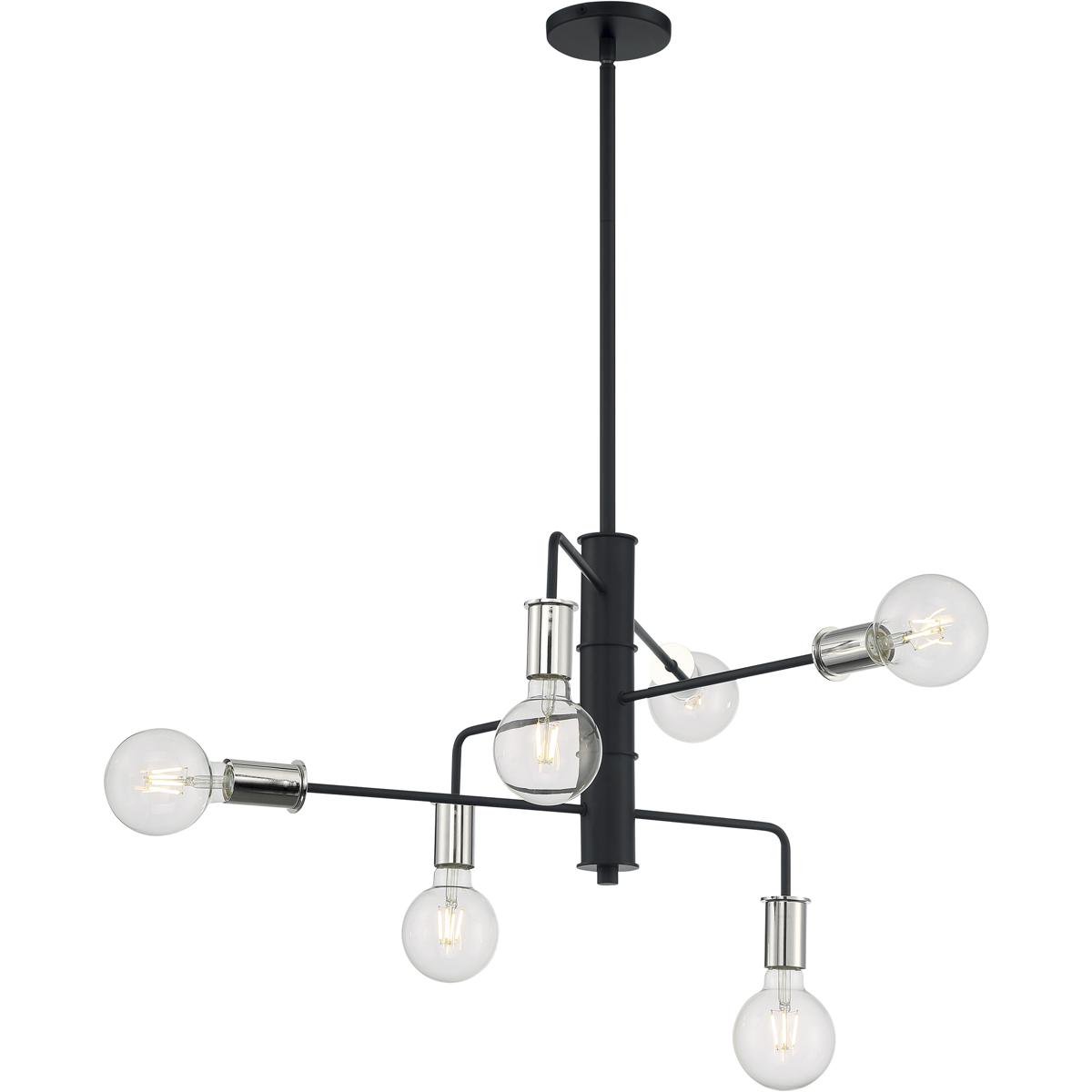 Nuvo 60/7354 Ryder 9 Light 25.25 inch Black and Polished Nickel Chandelier Ceiling Light