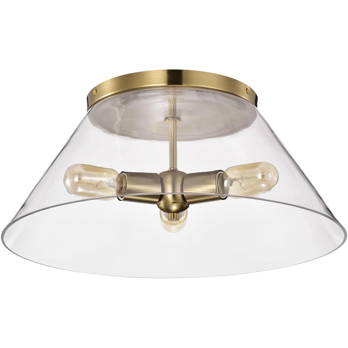 Nuvo 60/7422 Dover 3 Light 20 inch Vintage Brass Flush Ceiling Light