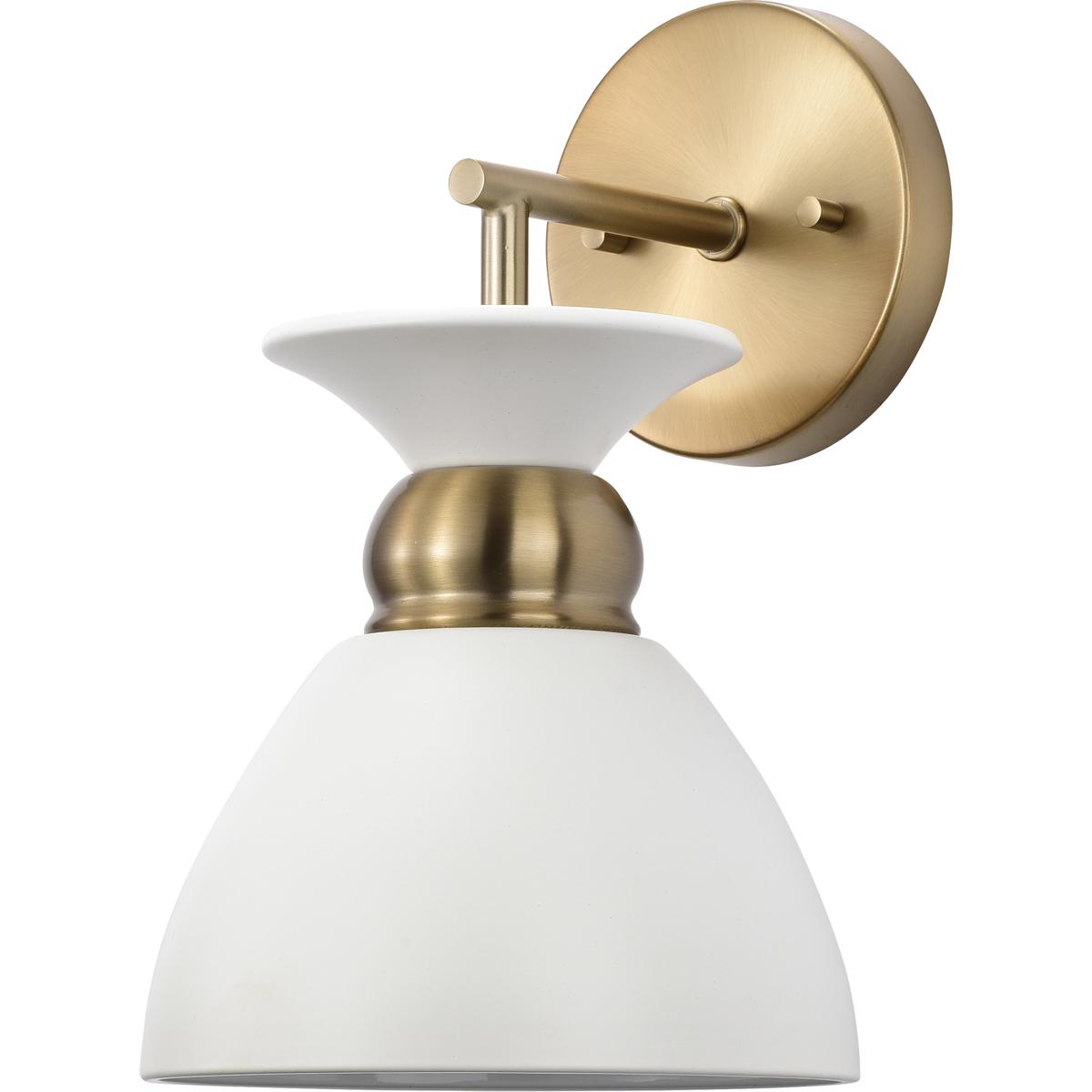Nuvo 60/7459 Perkins 1 Light 7 inch Matte White/Burnished Brass Bathroom Vanity Lights Wall Light