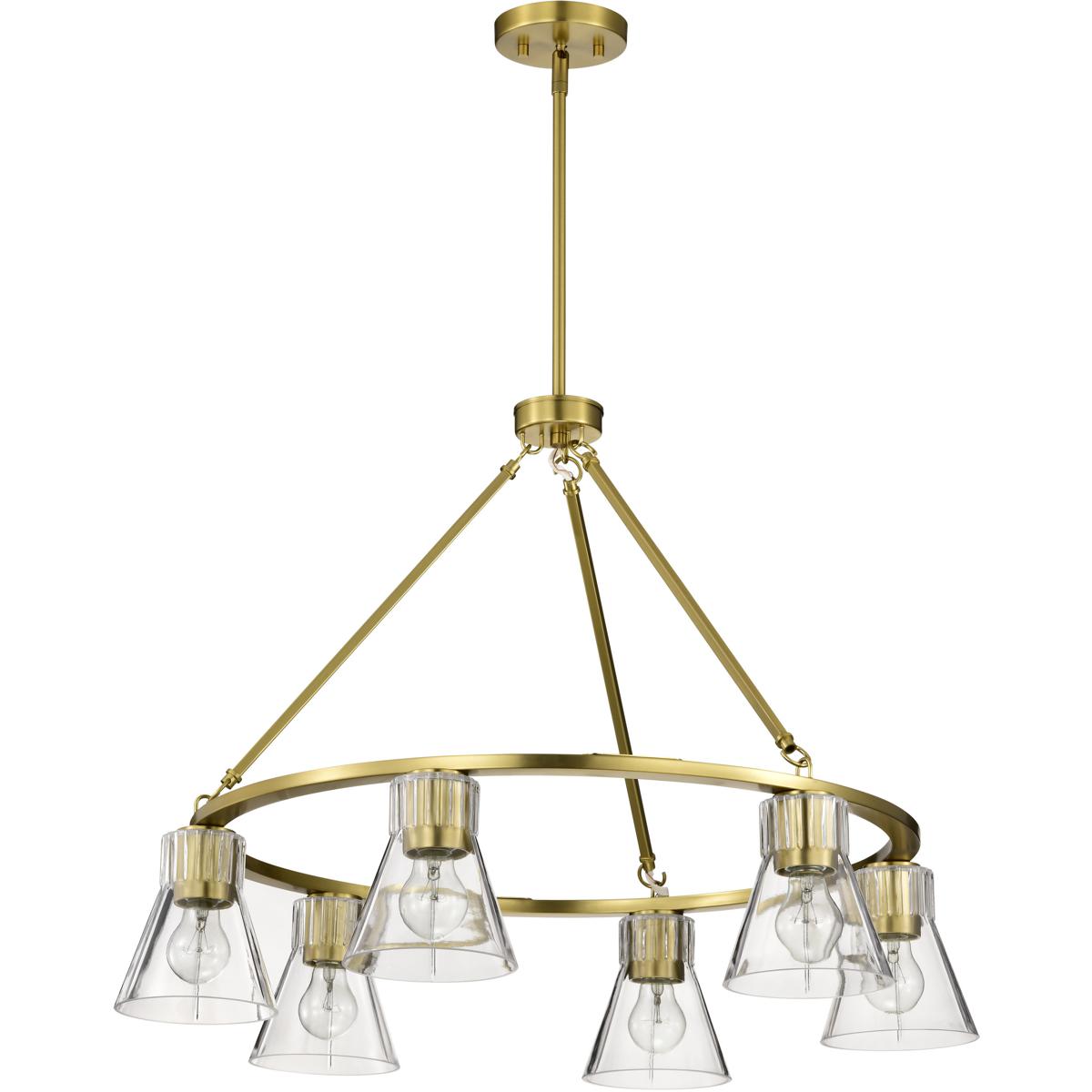 Nuvo 60/8345 Gianna 30 inch Vintage Brass Chandelier Ceiling Light