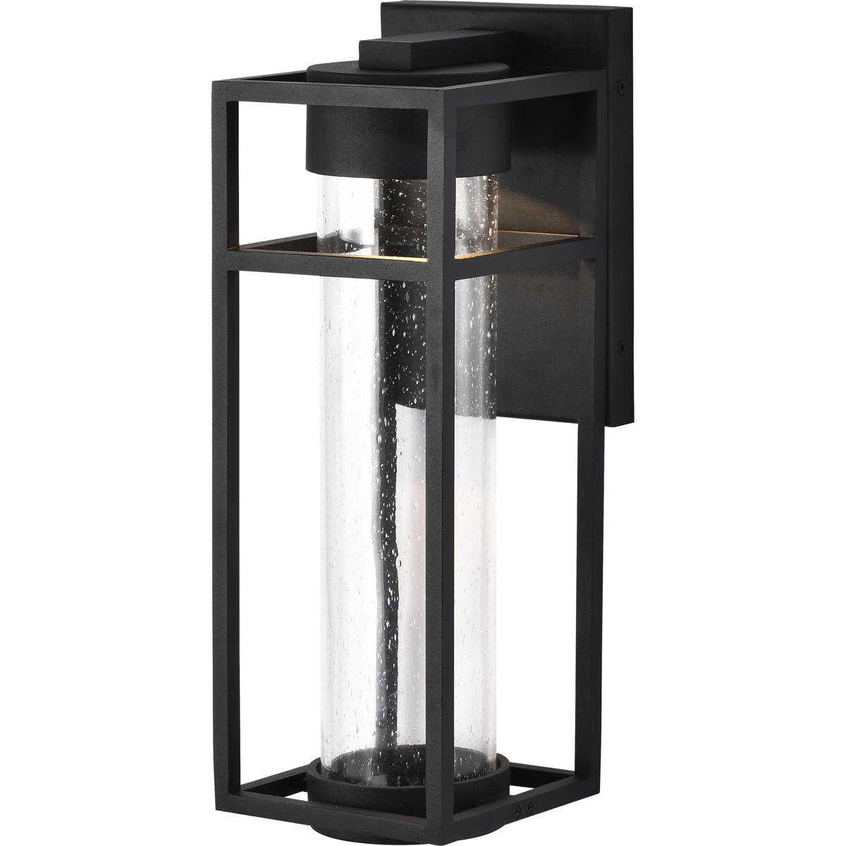 Ledges 6W LED Medium Wall Lantern - Matte Black / Clear Seeded Glass