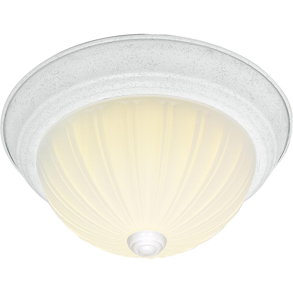 B439726 76-129 3 Light - 15 in. - Flush Mount - Frosted Melon Glass - Textured White
