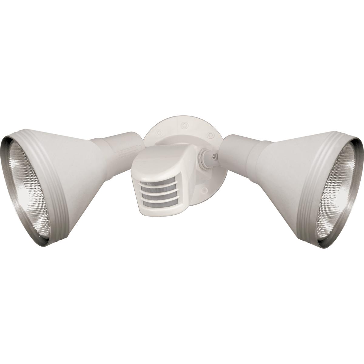 2-Light - 14in. - Flood-Light Exterior - PAR38 with Adjustable Swivel & Motion Sensor - White Finish