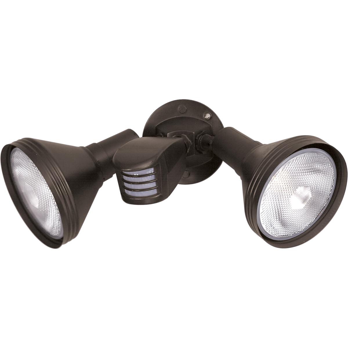 2-Light - 14in. - Flood-Light Exterior - PAR38 with Adjustable Swivel & Motion Sensor - Bronze Finis