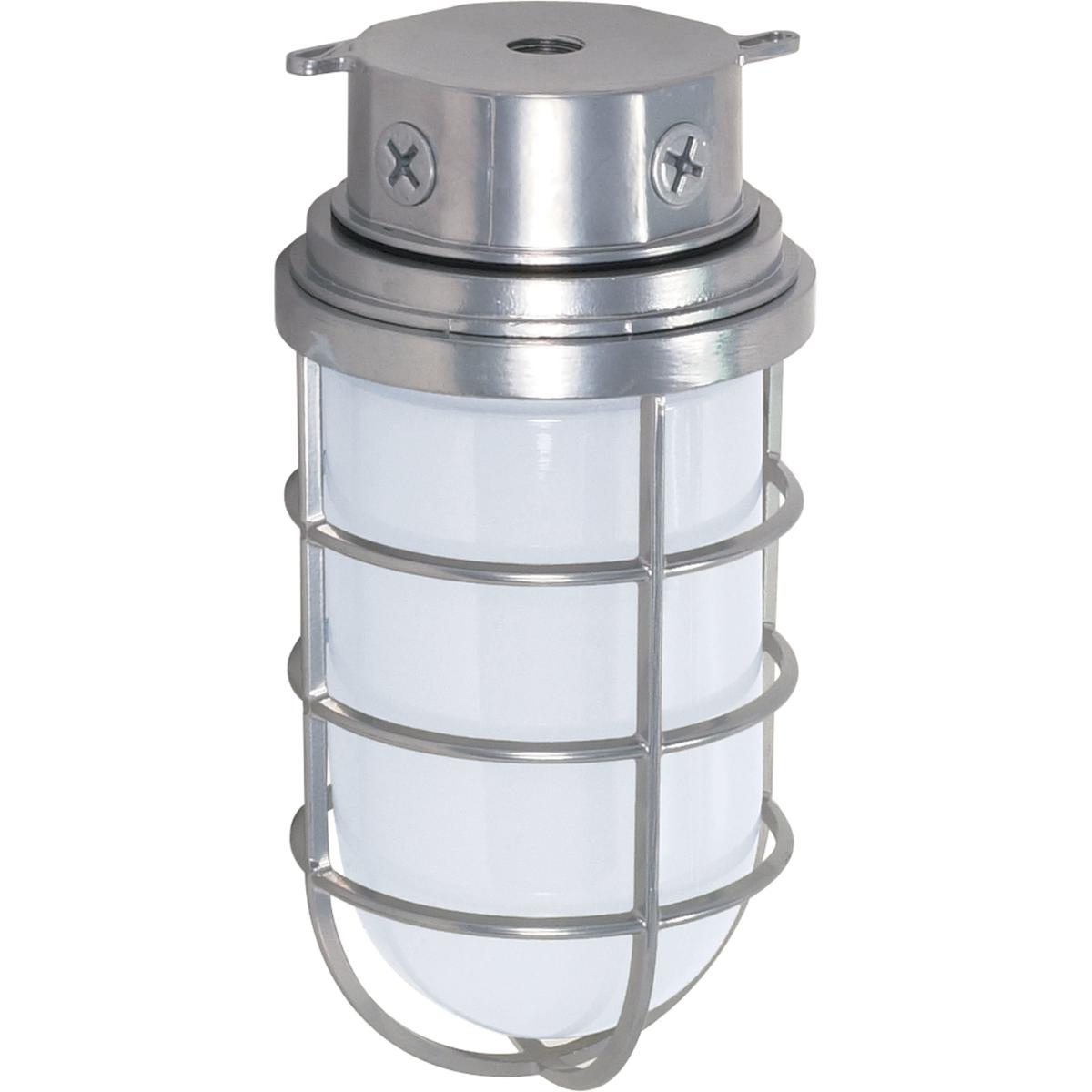1-Light - 11in. - Industrial Style - Surface Mount with Frosted Glass - Metallic Silver Finish