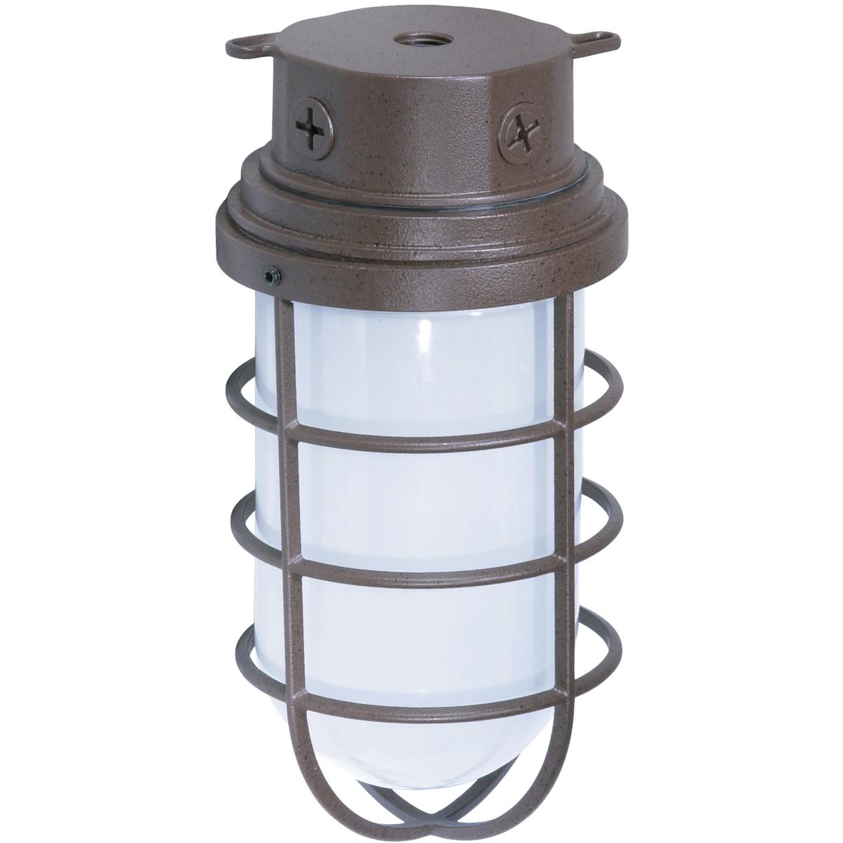 1-Light - 11in. - Industrial Style - Surface Mount with Frosted Glass - Old Bronze Finish