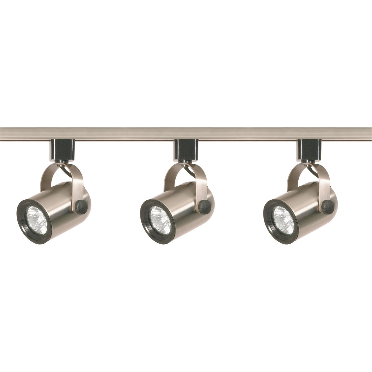 4 ft. 3-Light Brushed Nickel Halogen Round Back Track Lighting Kit Color/Finish Family