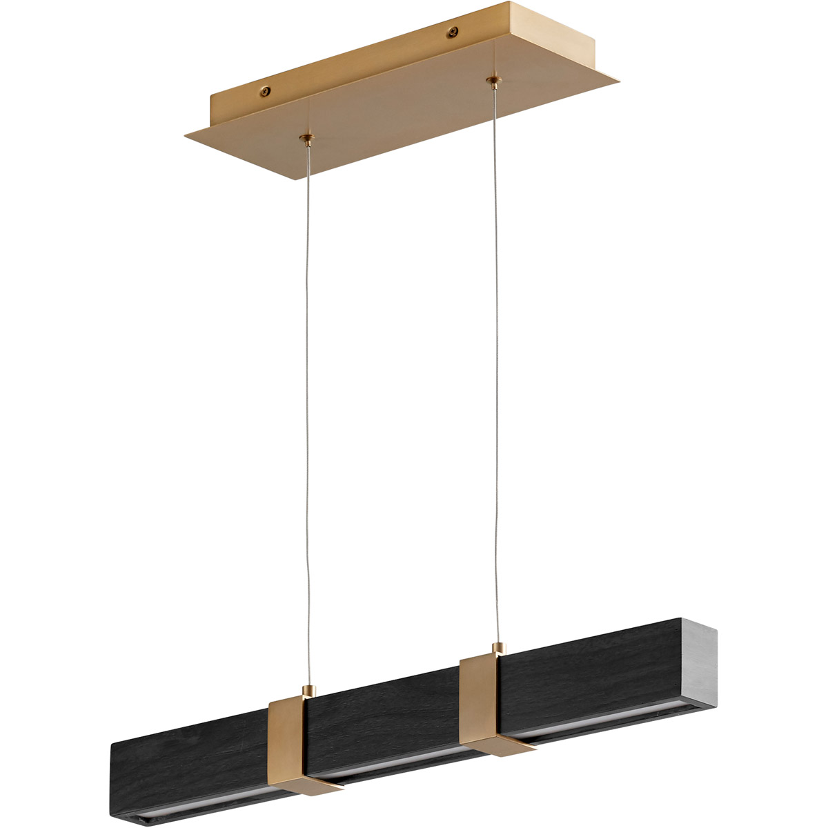 Oxygen Lighting 3-24-1540 Decca LED 24 inch Aged Brass And Black Oak Linear Pendant Ceiling Light