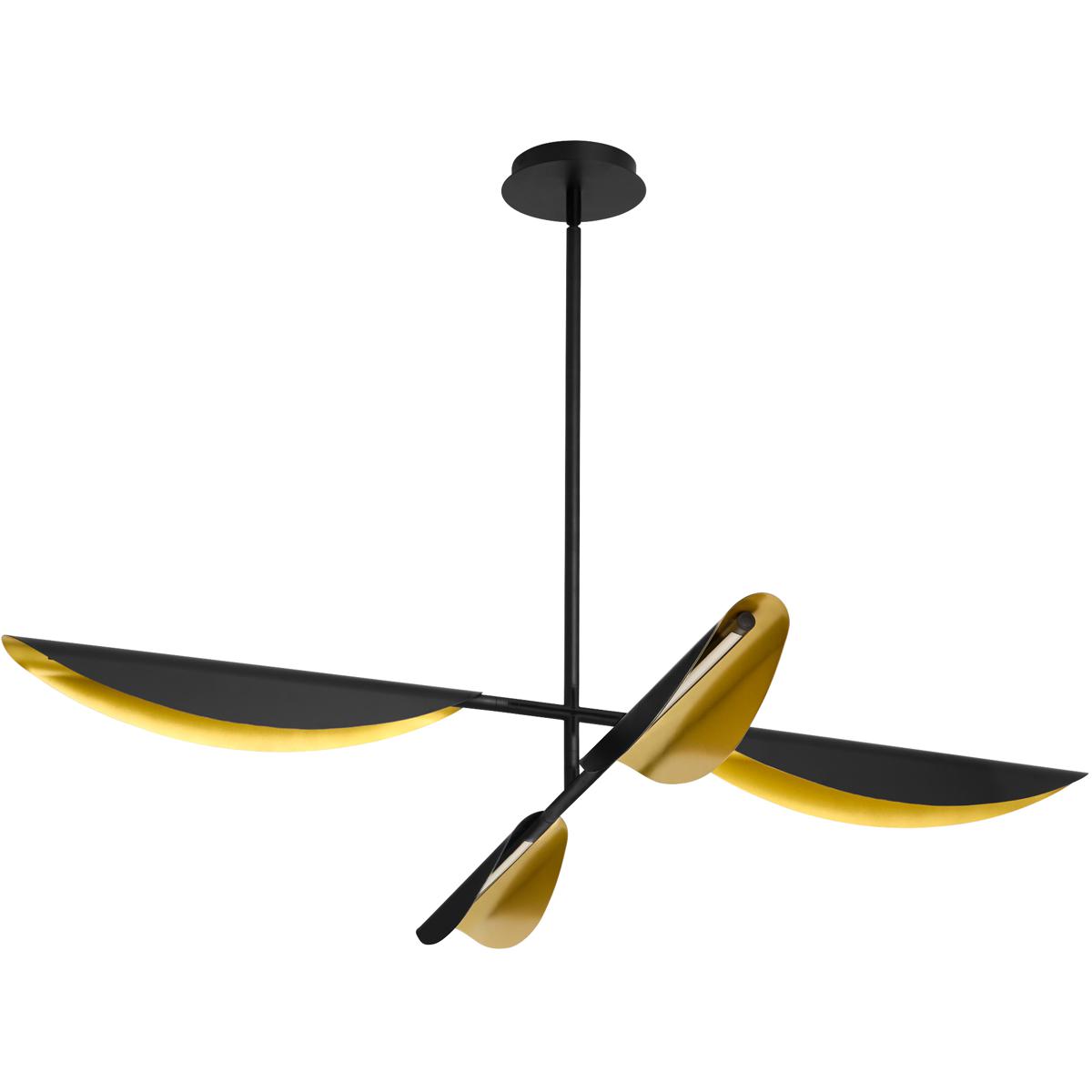 Oxygen Lighting 3-407-1540 Pivot 4 Light 55 inch Black/Aged Brass Chandelier Ceiling Light