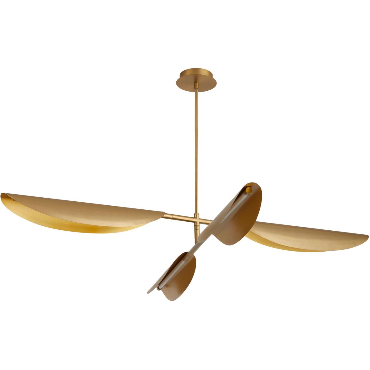 Oxygen Lighting 3-407-40 Pivot 4 Light 55 inch Aged Brass Chandelier Ceiling Light