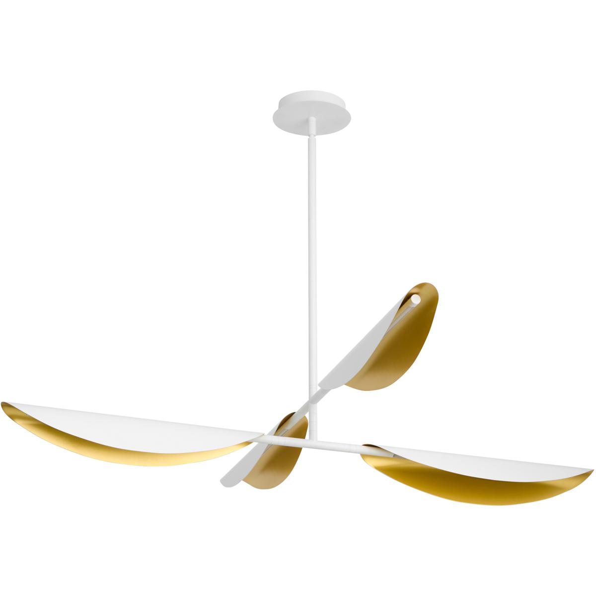 Oxygen Lighting 3-407-640 Pivot 4 Light 55 inch White/Aged Brass Chandelier Ceiling Light