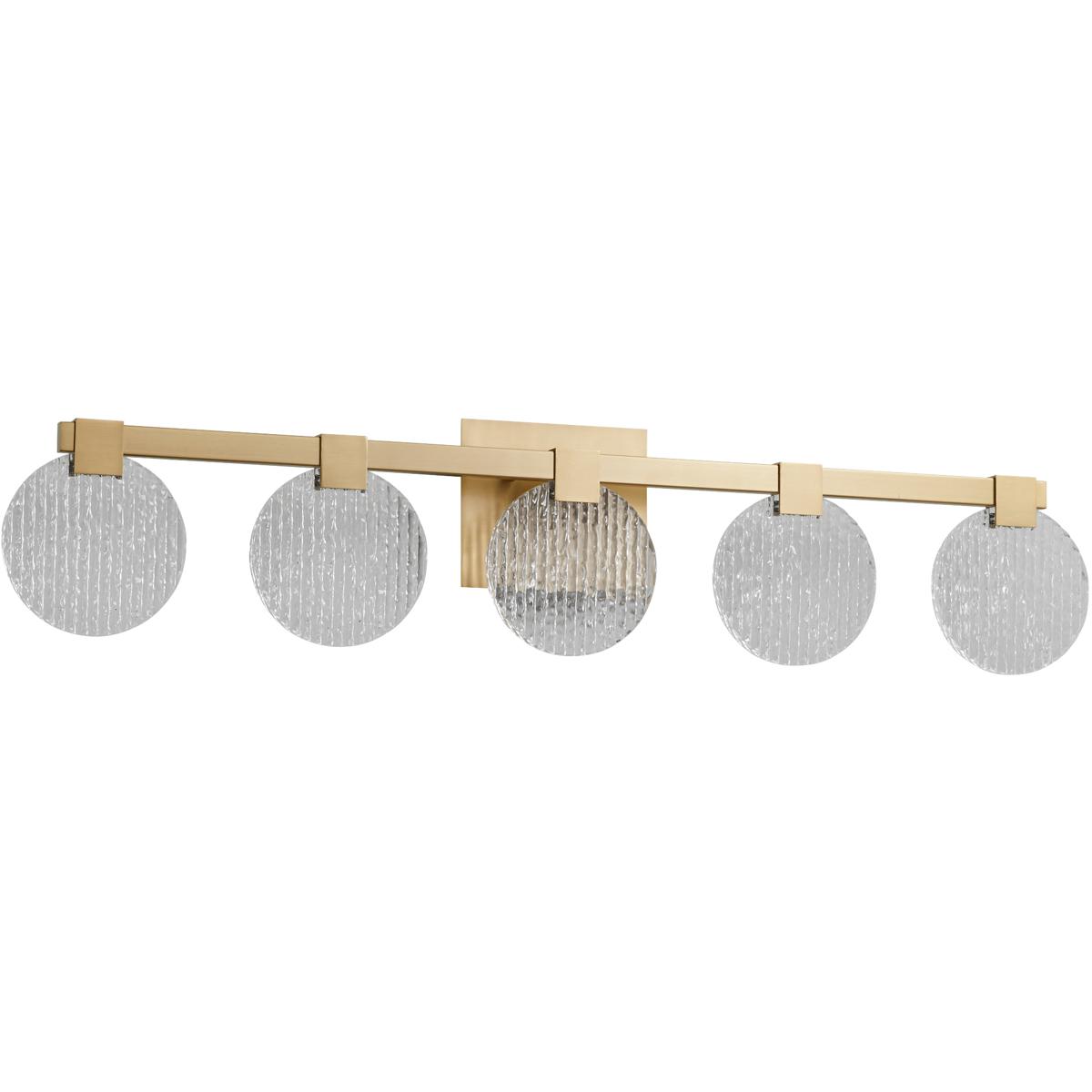 Oxygen Lighting 3-5054-40 Axiom 5 Light 38 inch Aged Brass Vanity Light Wall Light