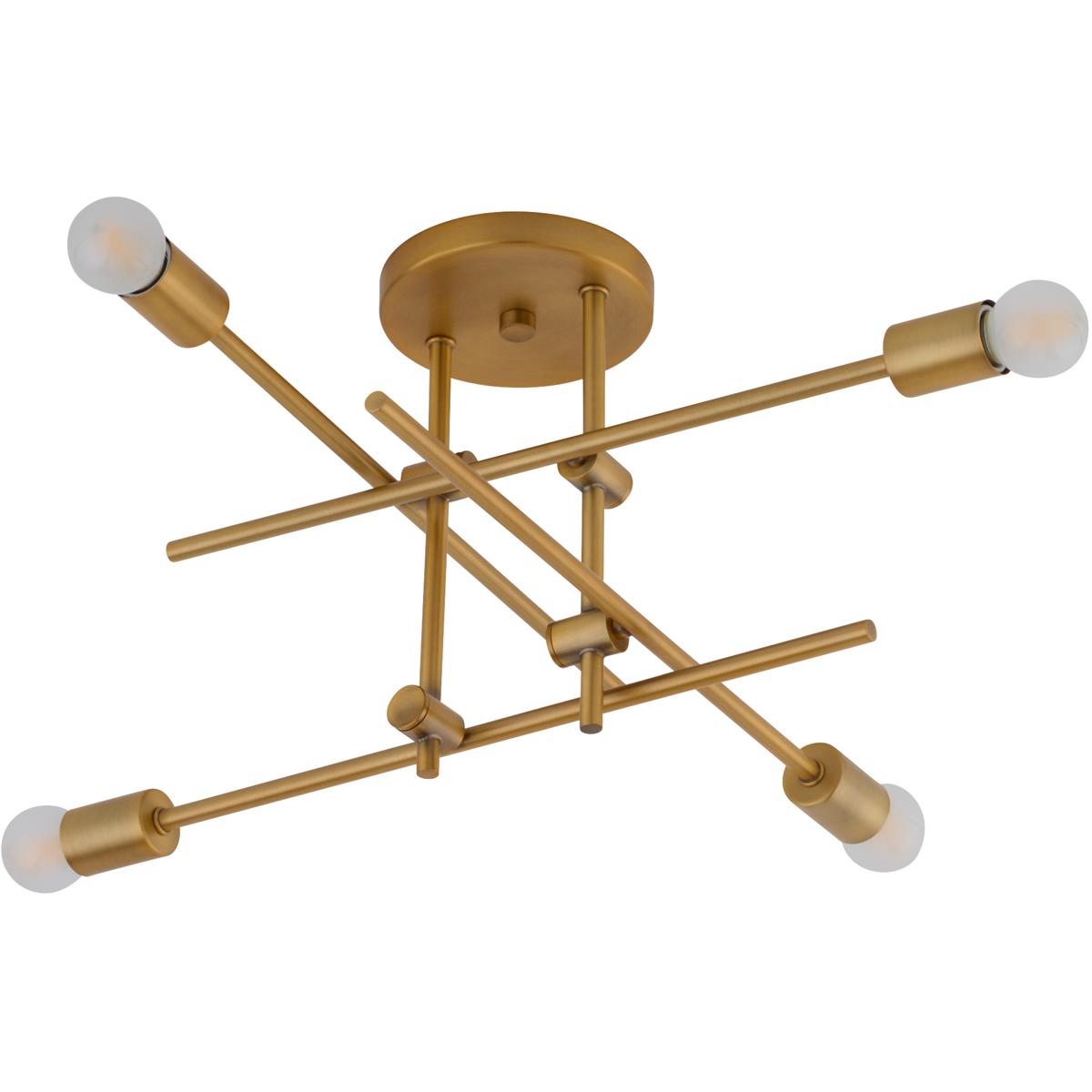 Oxygen Lighting 3-696-56 Mika 4 Light 20 inch Brushed Brass Semi-Flush Mount Ceiling Light