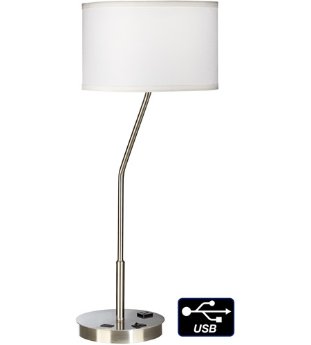 Pacific Coast 87-7693D-99 Gatsby 30 inch 100.00 watt Brushed Nickel/Brushed Steel Desk Lamp Portable Light, with USB Port photo