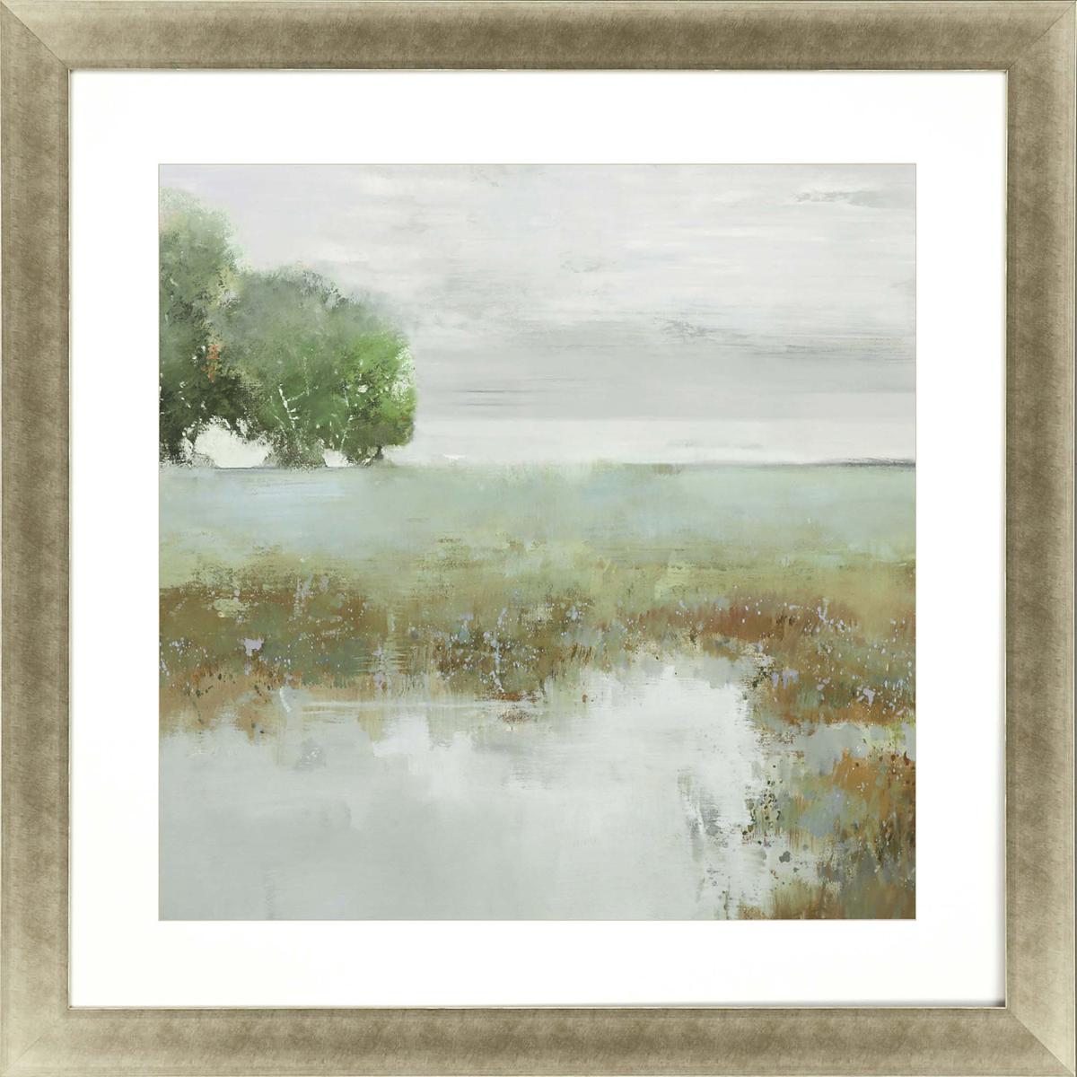 Paragon 13744 Trees and Creek Green and Gray and Brown and White Framed Art