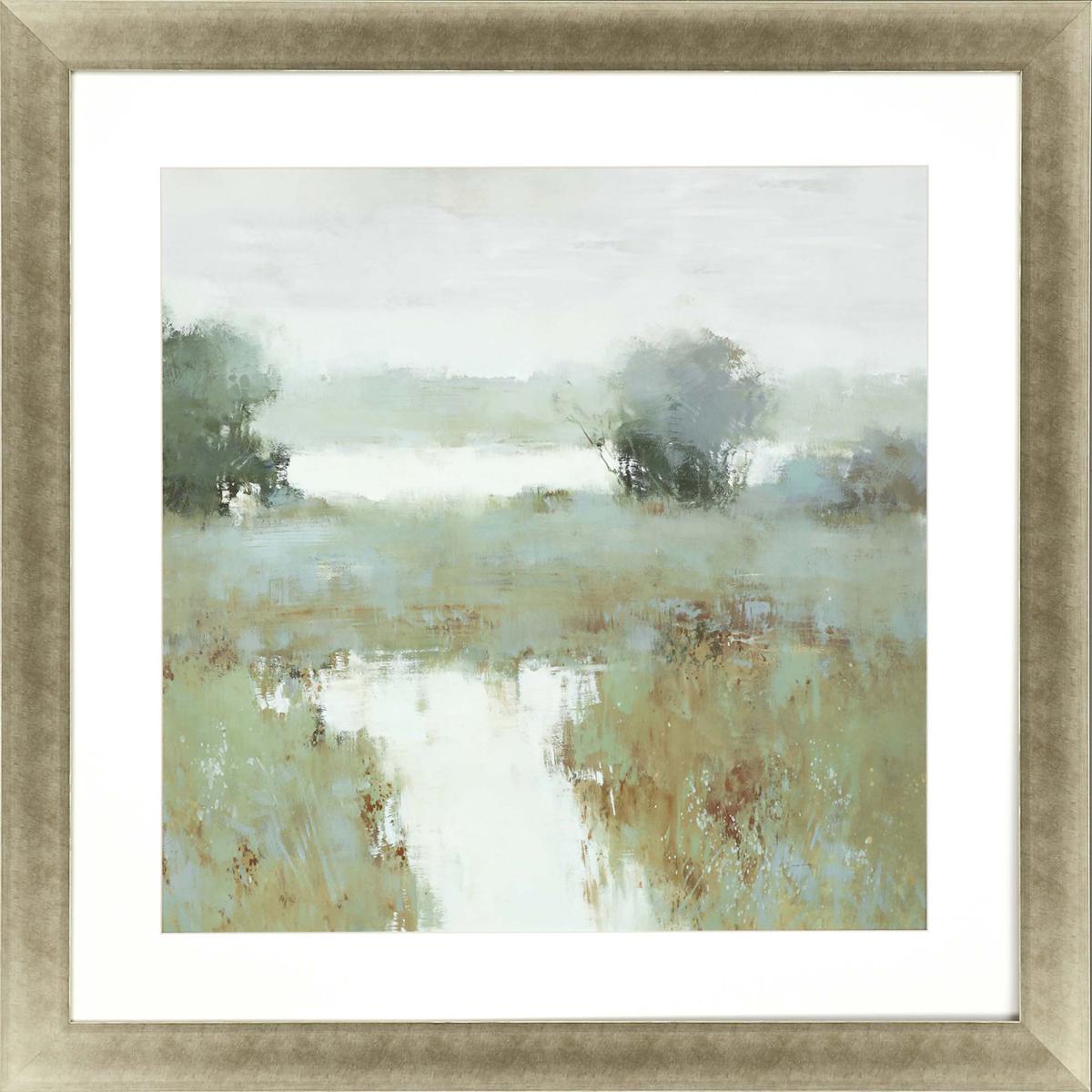 Paragon 13745 Trees and Creek Green and Gray and Brown and White Framed Art