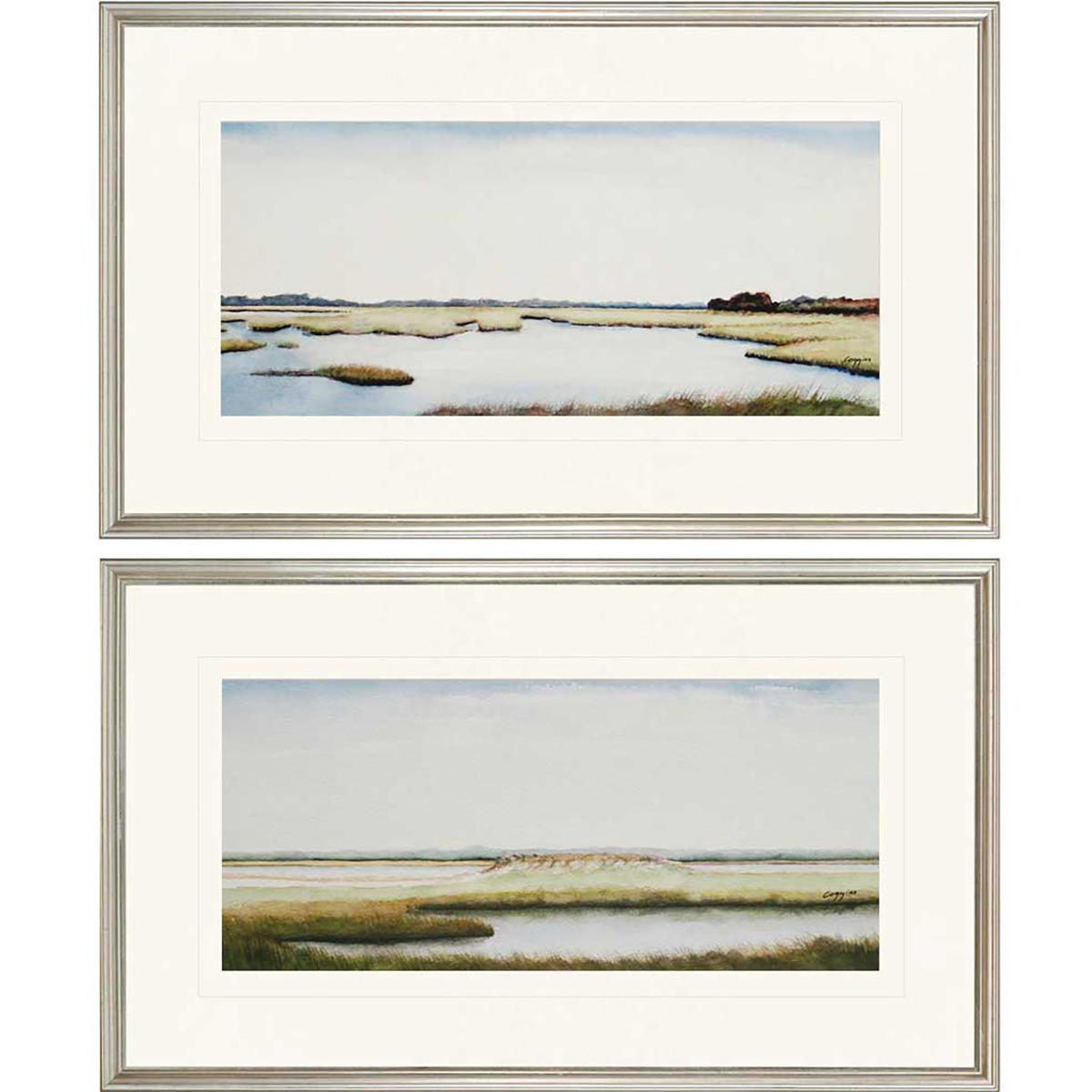 Paragon 1432 Marshlands 1433 Blue and Green and White and Brown Framed Art