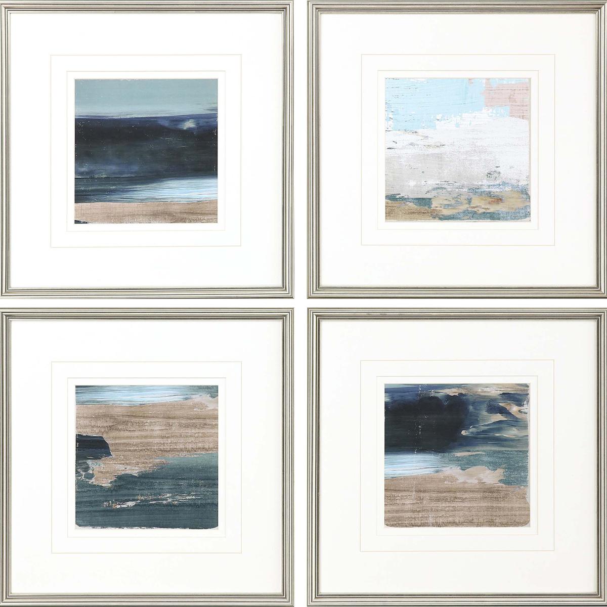 Paragon 14806 Abstract Turquoise and Blue and Brown and White Framed Art