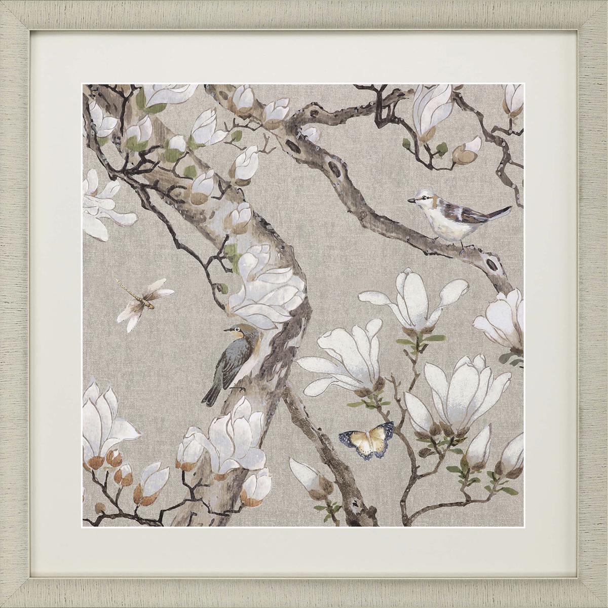 Paragon 15106 Magnolia Bloom / Magnolia Blossom White and Beige and Brown and Neutral Framed Art