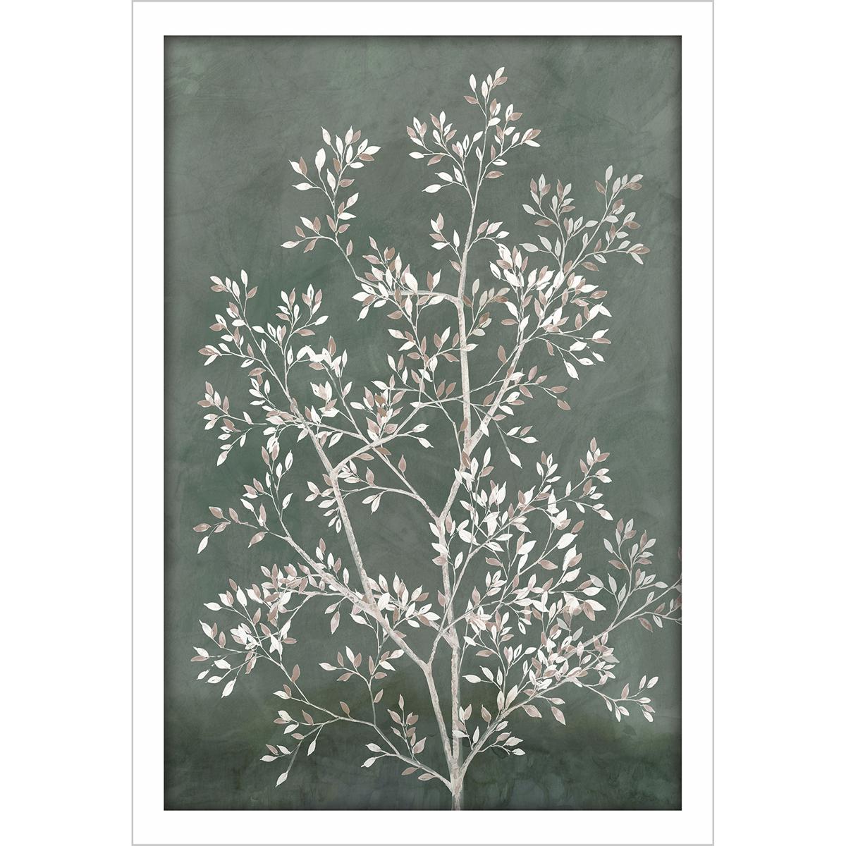 Paragon 15729 Delicate Tree Green and Beige and White Framed Art